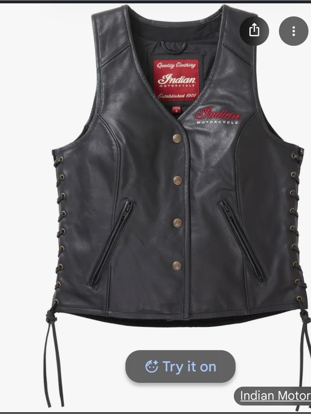 Indian Motorcycle Women's Black Leather Vest